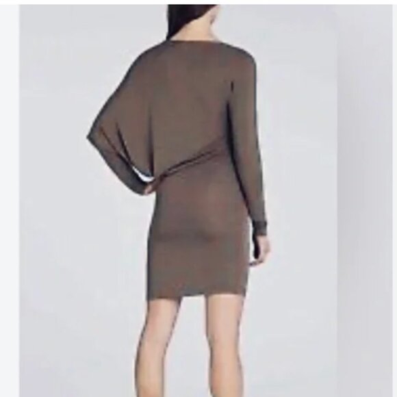 BCBGMaxAzria Heather Gray and Silver Sparkle Knit Asymmetrical Knit Dress Sz S - Picture 2 of 11